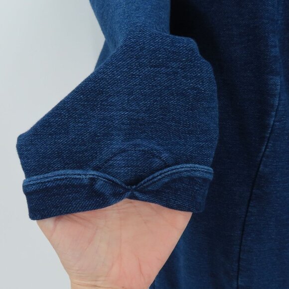 Boden Womens 10 Regular Solid Blue Denim Jean Boat Neck Shift Dress Cotton Blend - Picture 3 of 9